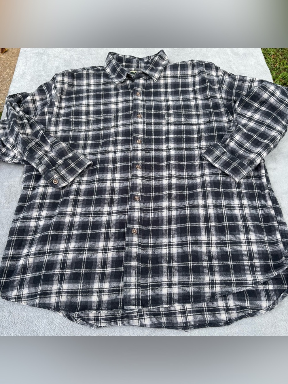Vintage Field & Stream Heavyweight Flannel Shirt Mens XXL Black/White